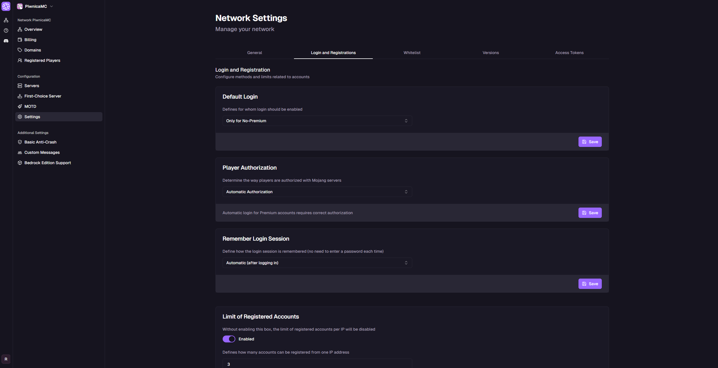 Login & Registration tab view