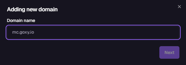 Entering domain name in the form