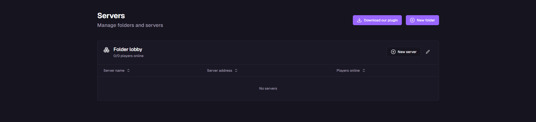 Available server list