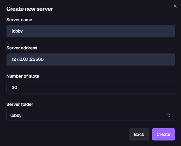 Available server list