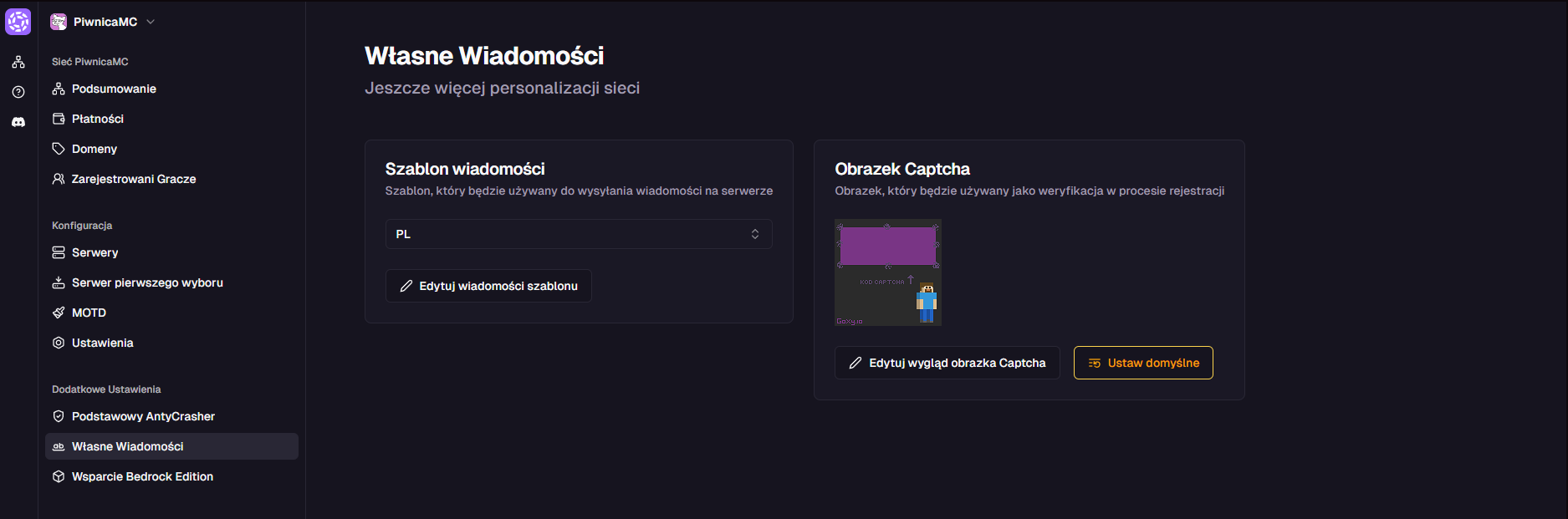Widok zakładki Własne wiadomości