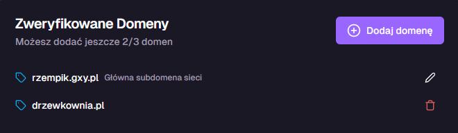 Lista zweryfikowanych domen