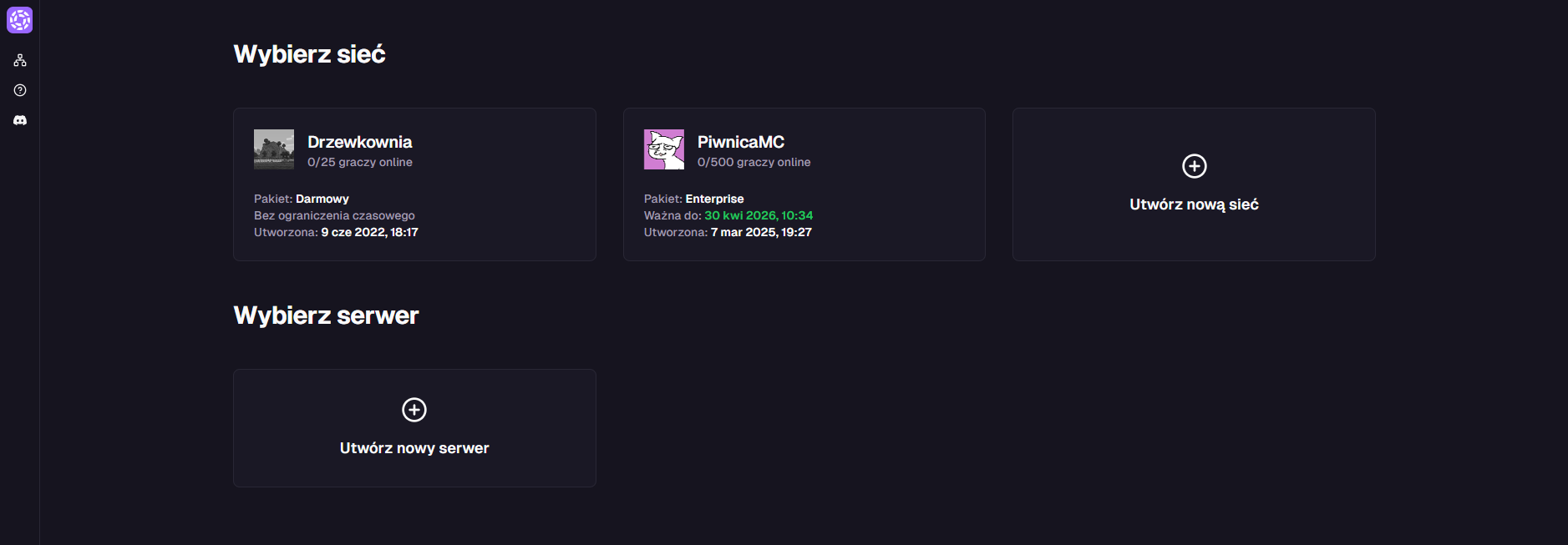 Lista dostępnych sieci